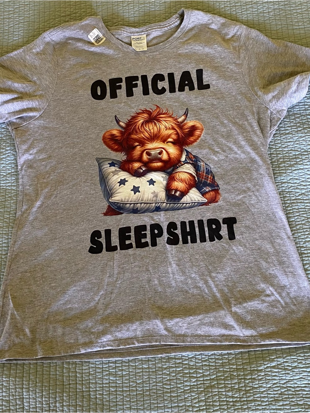 New Highland Cow Gray Sleep Shirt Size XL